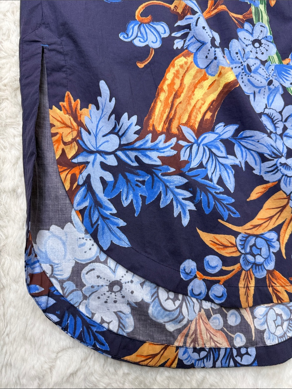 Anthropologie Maeve The Lillian Button Up Midi Dress 1X Blue Bird Parrot Print - Picture 13 of 17